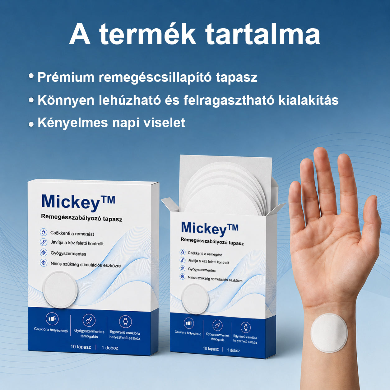 🧬🧬🧬 Mickey® Remegéskontroll Tapasz
