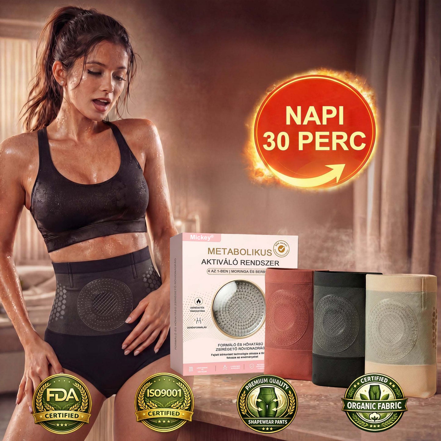 Mickey® 2026 Moringa & Berberine 4 az 1-ben Mikrorészecskés Formáló és Zsírégető Rövidnadrág💪