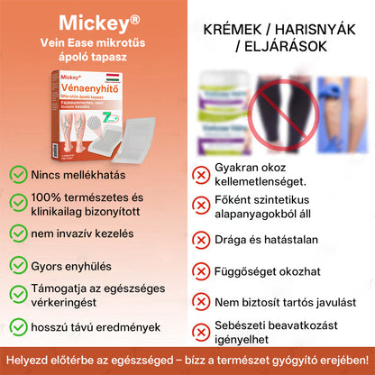 🎁 Mickey® Vein Ease Mikrotű Ápoló Tapasz (Pókvénák, visszér, duzzanat és lábfáradtság ellen) – Utolsó nap! 50% kedvezmény