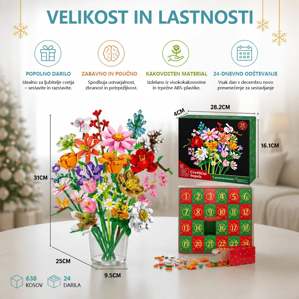 Božični adventni koledar z gradniškim šopkom rož🌸