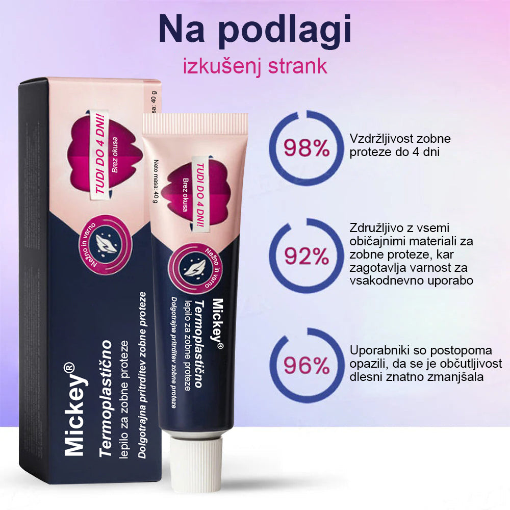 Mickey® Toplotno oblikovljivo lepilo za zobne proteze🔥