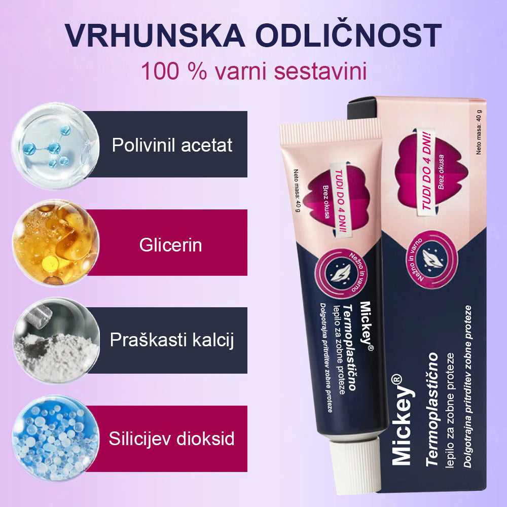 Mickey® Toplotno oblikovljivo lepilo za zobne proteze🔥
