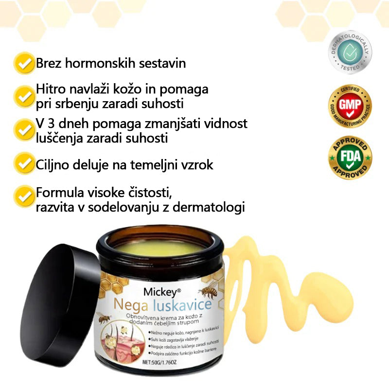 Mickey® PsoriaSoothe Krema za regeneracijo kože s čebeljim strupom