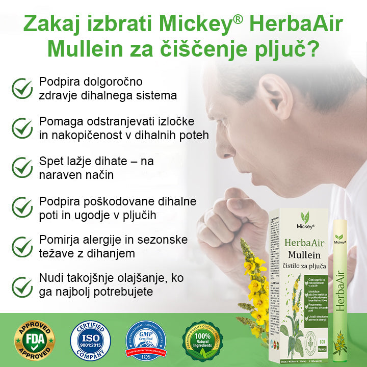 Uradna trgovina blagovne znamke✅ Mickey® HerbaAir Mullein čiščenje pljuč